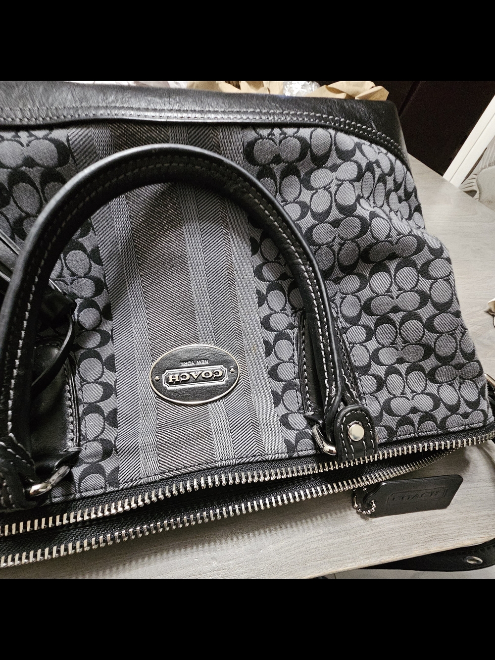 Coach Signature Legacy Stripe Molly Satchel with Tassel - Picture 9 of 14